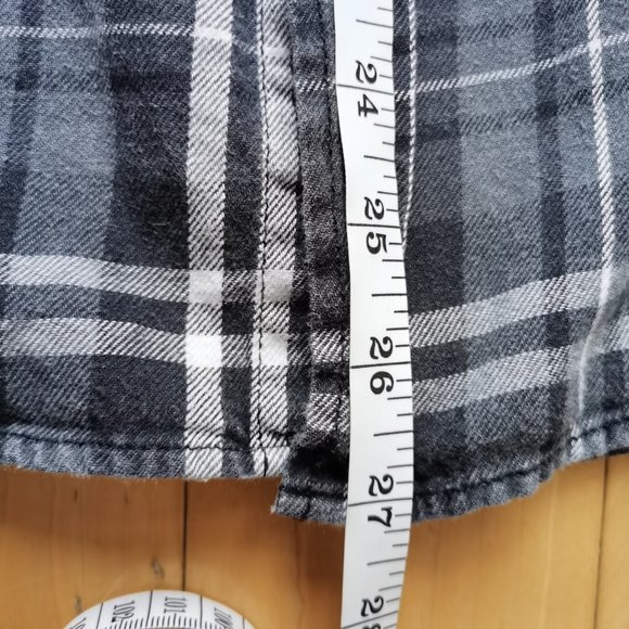 Zara Man AC/DC Black Ice Grey Plaid Shirt - Picture 9 of 10